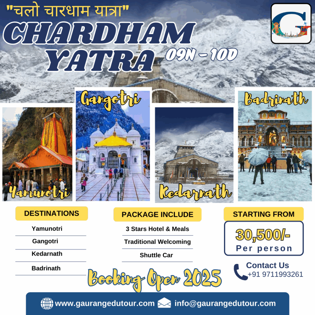 Chardham Yatra with Yamunotri, Gangotri, Kedarnath & Badrinath.